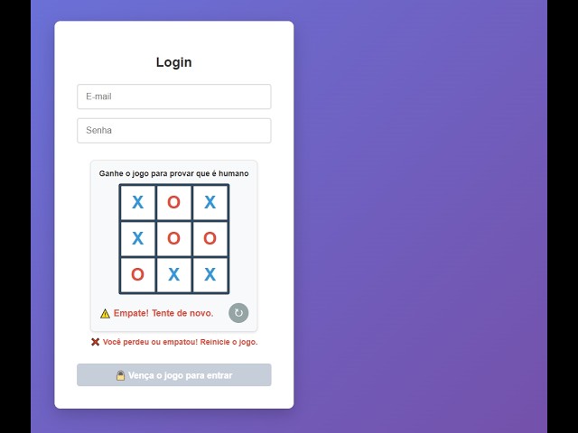 🎮 Novo Captcha Jogo da Velha ❌⭕ #captcha #javascript #reactjs #angular #vuejs