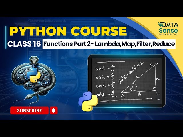 Class 16: Functions Part 2-Advance Functions | Lambda | Map | Filter | Reduce | Python for Beginners