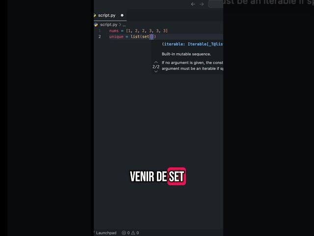 Elimina duplicados de una lista en Python con set()#python #devtips #trucospython #codigo #algoritmo