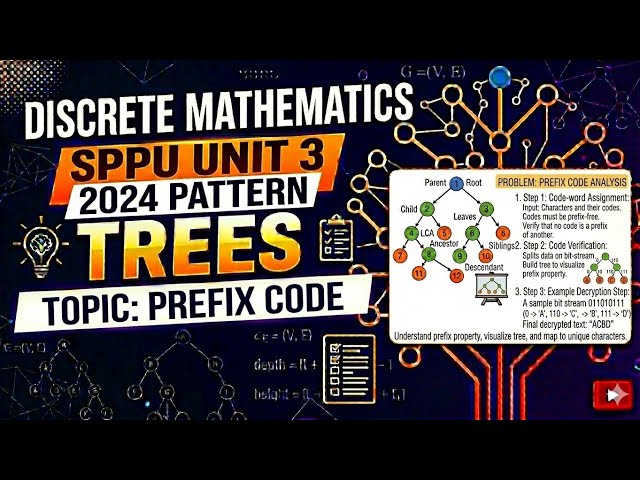 Trees | Prefix Code | SPPU | 2024 Pattern | S.E Comp | Discrete Mathematics