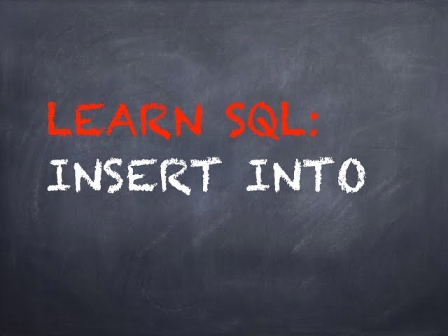 SQL How To: INSERT INTO