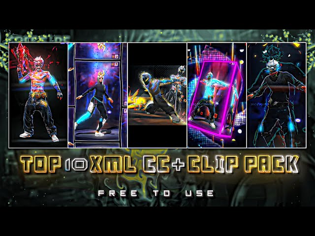 FREE FIRE TOP 10 XML CC + CLIPS | FREE FIRE CLIPS PACK | TOP 10 EMOTE CLIPS ⬇️ #ff