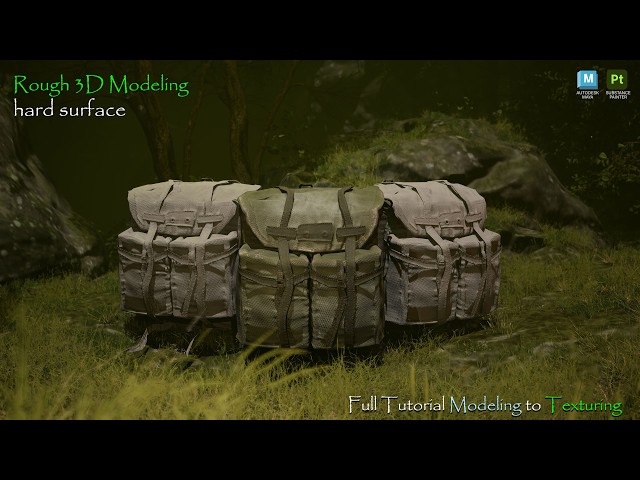 Full Rough 3D Modeling & Texturing Tutorial | Military Backpack | Maya | Substance | Unreal Engine