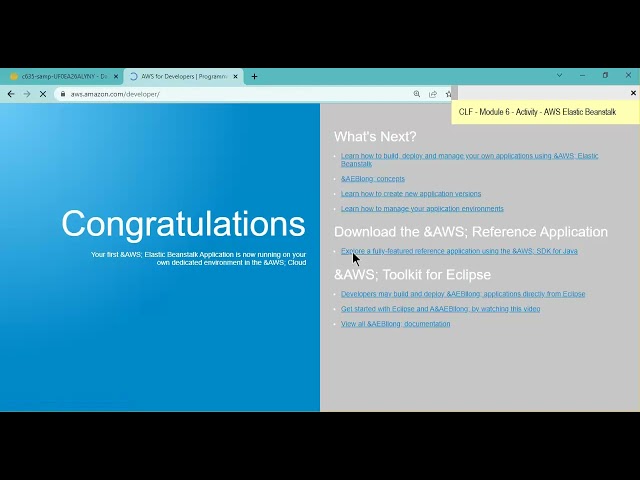 AWS Basic Labs: Sect6 - Activity AWS Elastic Beanstalk