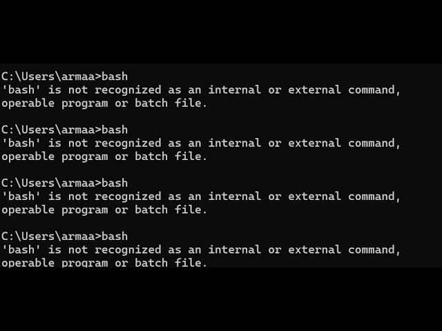 How to fix bash is not recognized as an internal or external