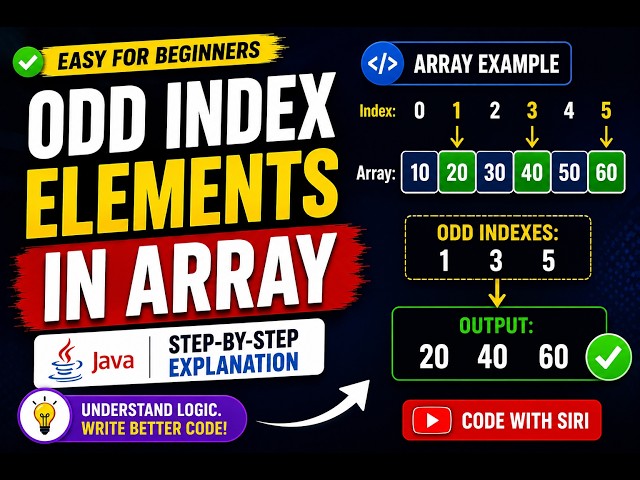 Print Odd Index Elements in Array in Java | Easy Logic for Beginners