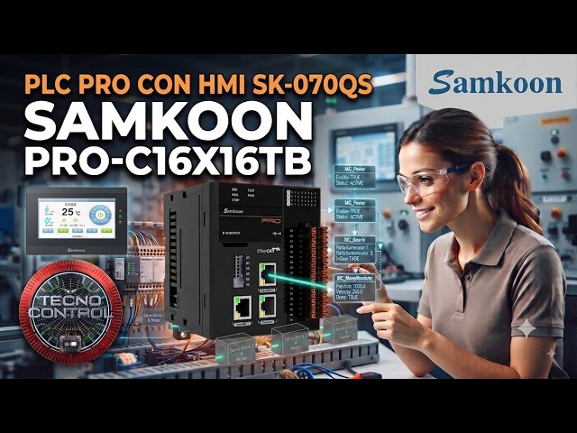 03-PLC Samkoon PRO-C16X16TB, COMUNICACION CON HMI SAMKOON SK-070QS