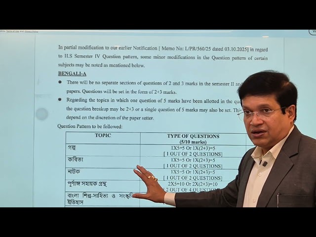From The President’s Desk : Question Structure of BNGA , Semester - IV By WBCHSE