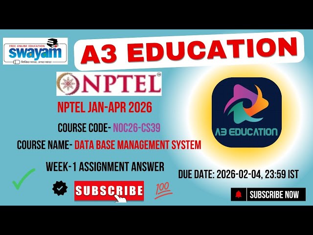 NPTEL Data Base Management System Week 1 Assignment Answers | noc26-cs39 | IIT Kharagpur