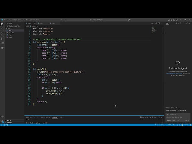 Day 1 of learning C to make Terminal RPG