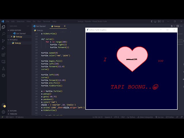Membuat Love Menggunakan Python