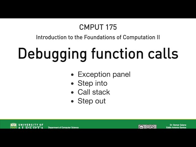 Debugging function calls—CMPUT 175