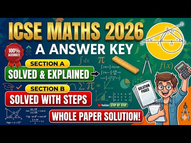 icse maths answer key 2026, whole paper solution , maths paper solved icse 2025