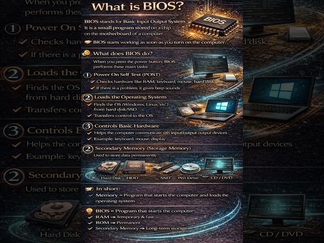 What is BIOS? | BIOS Explained in Simple Words | Computer Basics 🔥| #computer  #fullstack #ebucation