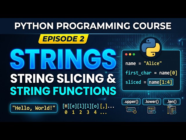Python Programming Course | Episode 2 | Strings, String Slicing & String Functions