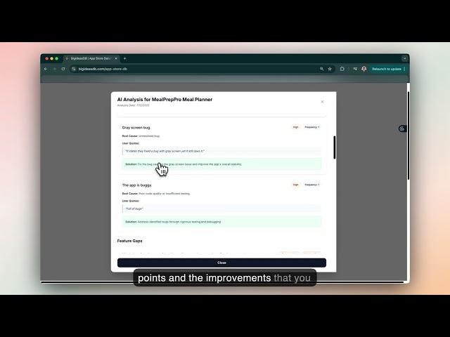 App Analysis Feature | BigIdeasDB