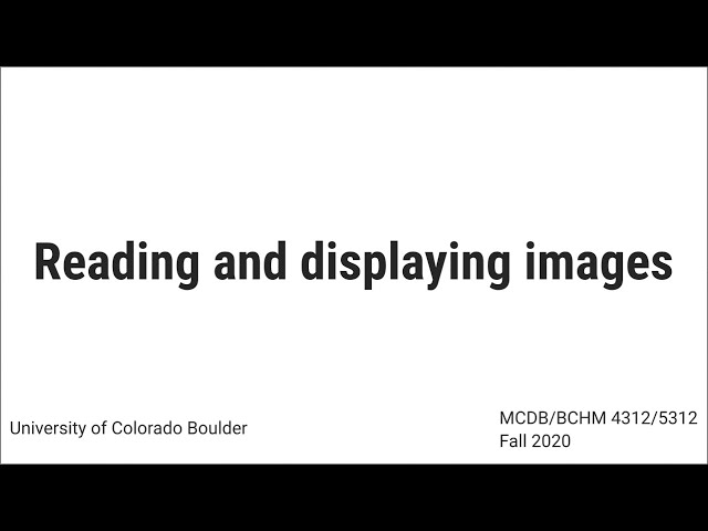 Reading and Displaying Images