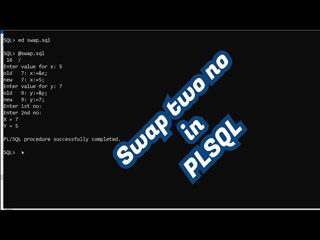 swap two number in PL SQL Programming | pl sql basic program | pl/sql swap two number program