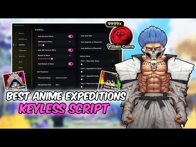 NEW Anime Expeditions Script – Auto Farm, Macro, Rollback, Villain Coins, Auto Upgrade (No Key) 😈
