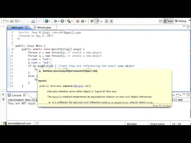 Java Equals method Tutorial