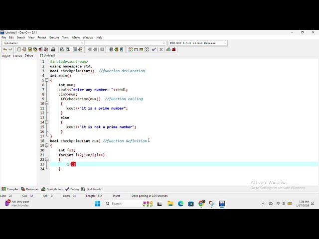 checking number is either prime or not in c++using function #learning #programming #shortvideo #fyt