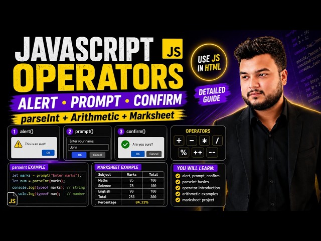 JavaScript Operators #20 | Alert, Prompt, Confirm & Marksheet Project in Urdu/Hindi