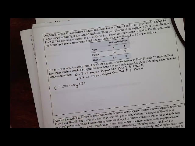 NorthArk MAT 2113 Finite Lesson 3.2 Applied Example #3 Setting up Linear Programming Problems