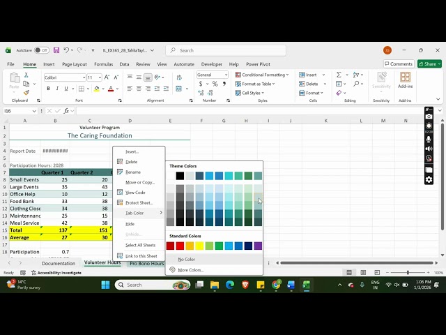 Illustrated Excel 365 | Module 2: SAM Project B The Caring Foundation