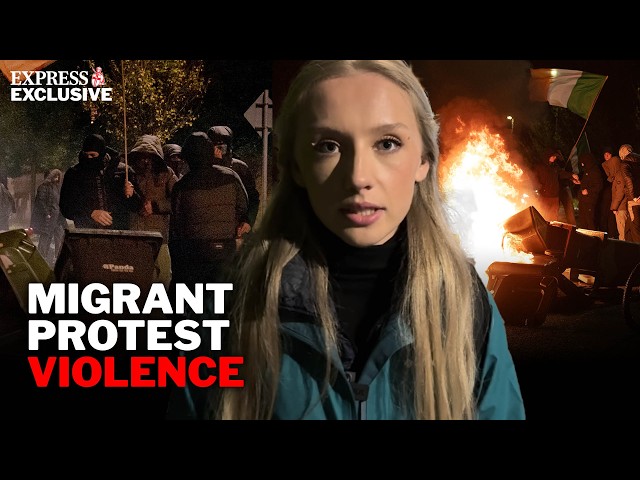 Express reporter FLEES as Dublin migrant hotel protest turns violent