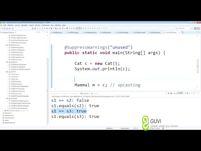 Java   Hunter tutorial   Session 16   Upcasting downcasting in English
