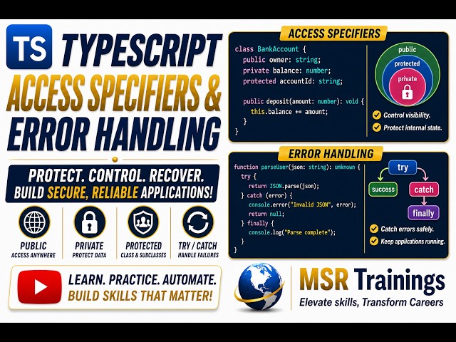 Typescript Access specifiers, Error Handling Session 14 - 🚀 Master Playwright with Typescript