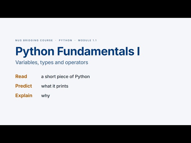 Python Fundamentals I: Python Variables, Data Types and Operators