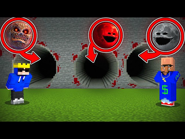 Alpha And Rich Villager Found The Longest Scariest LUNAR MOONS Tunnel in Minecraft...
