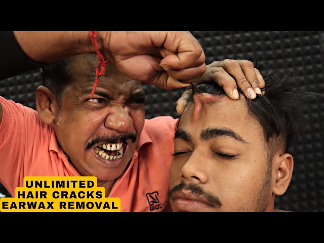 Unlimited Hair Cracks & Massive Earwax Removal | Head Massage & Neck Cracking | Spine Cracking ASMR