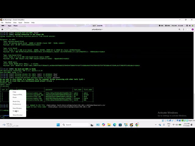 sql injection attack on web site