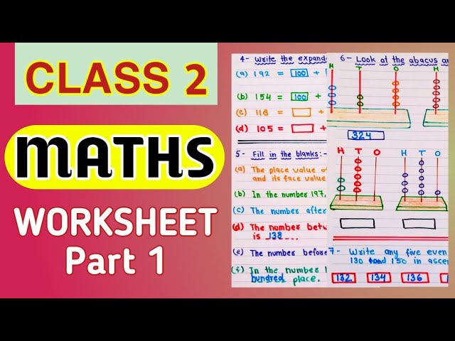 Class 2 Maths Worksheet । Maths Worksheet for Grade 2 ।। PART 1 ।।