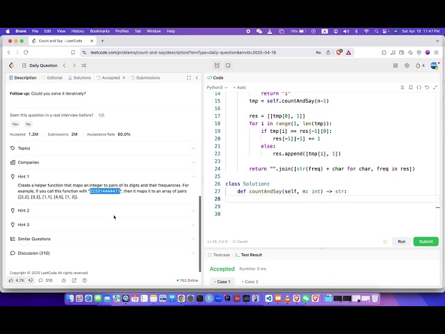 leetcode 38 Count and Say | recursion, and iterative format