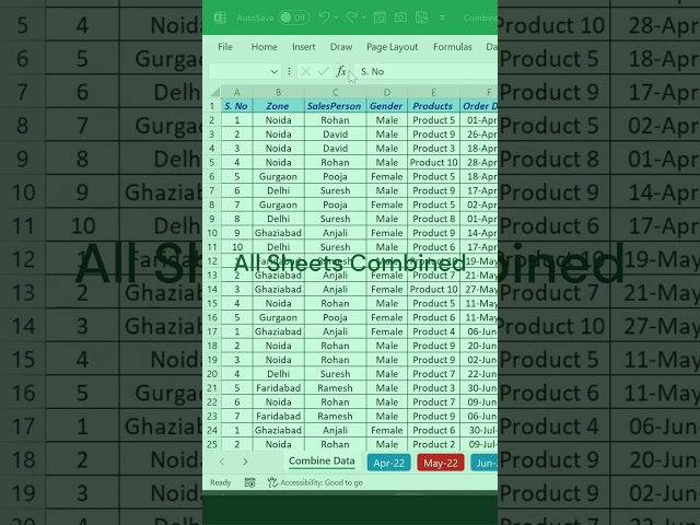 Combine All Excel Sheets in One Second #excelsdive  #exceldive