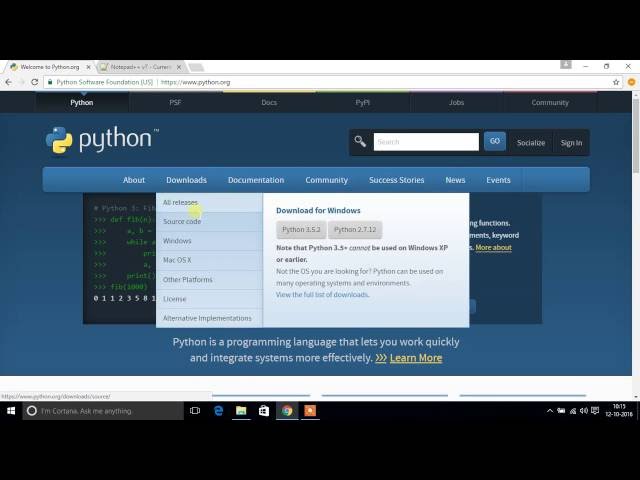Lecture-1 (Setting up python 3.5.2)