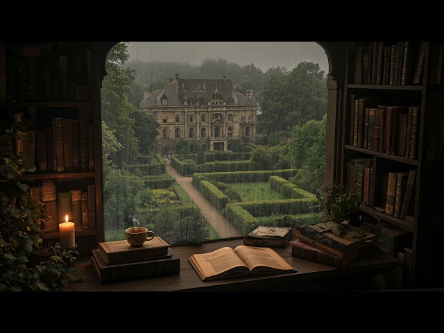 Dark Academia Piano Music with Rain Sounds | Gothic Reading Library Ambience | Study Music