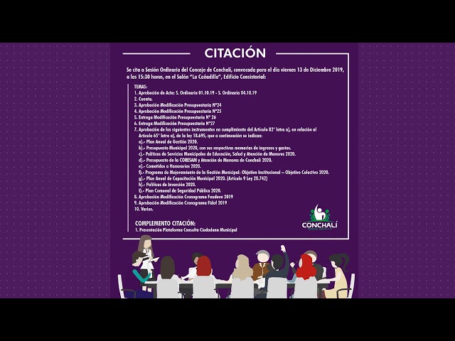Sesion ordinaria Concejo Municipal de Conchali 13 12 2019