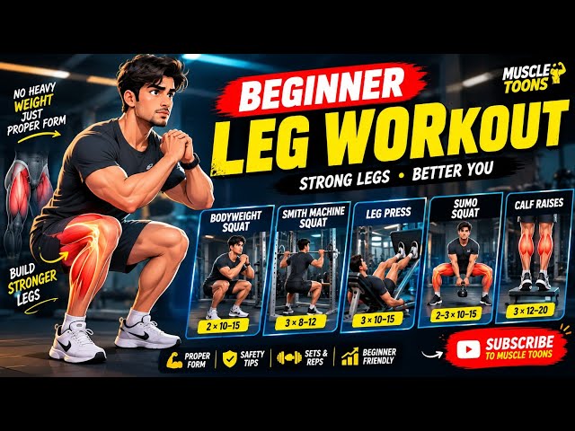  Beginner Leg Workout 🔥 | 5 Best Leg Exercises for Beginners | Muscle Toons