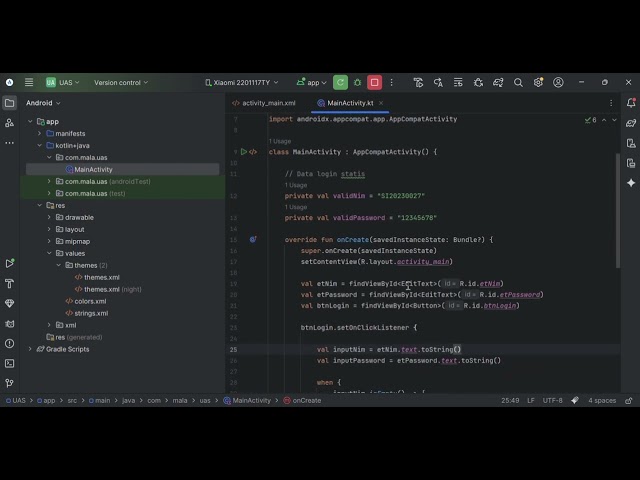Aplikasi Login Menggunakan Android Studio (Kotlin & XML)