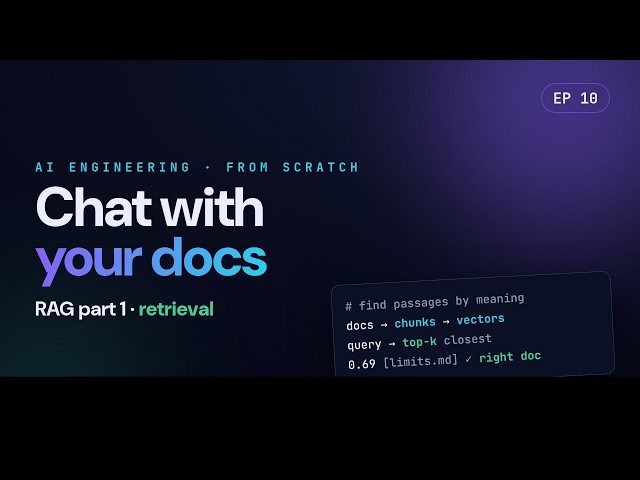 Ep10 · RAG From Scratch (Part 1) — Retrieval: Chunk, Embed & Search Your Docs (Python)