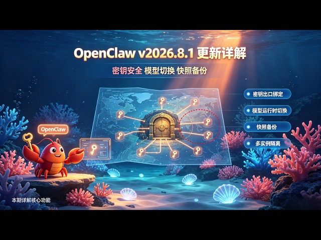 OpenClaw V2026.8.1更新深度解析：新一代模型自由切换+密钥出口绑定+SQLite快照备份+macOS多实例隔离+Control UI焕新+328项修复 完整实测教程