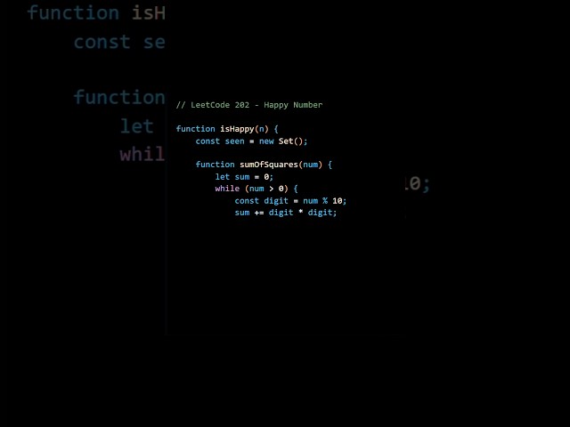 Solve LeetCode 202 Happy Number | JavaScript solution #shorts #coding #javascript