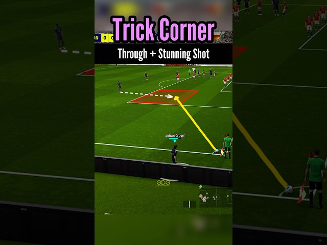 Tutorial trick: Corner kick / Through passing + Stunning Shot 🤤☠️ #efootball #gdgefootball