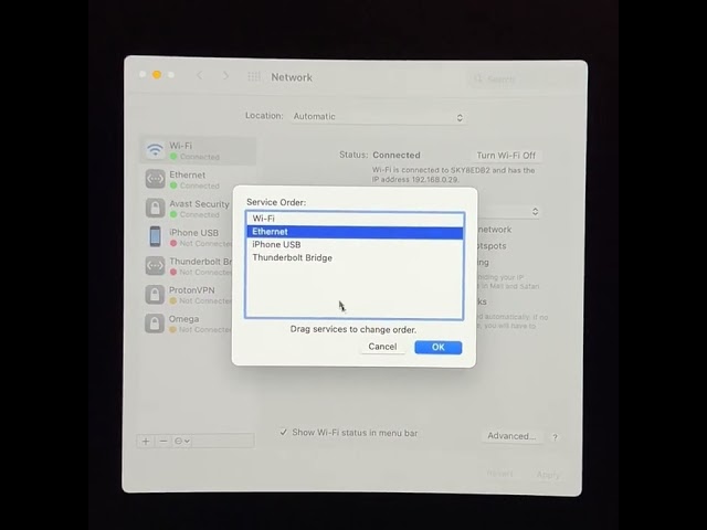 macOS Monterey & Earlier Only: How to Prioritise Ethernet Connection over WiFi on a Mac