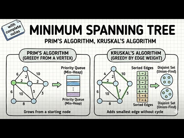 Minimum Spanning Tree- Prim’s algorithm, Kruskal’s algorithm