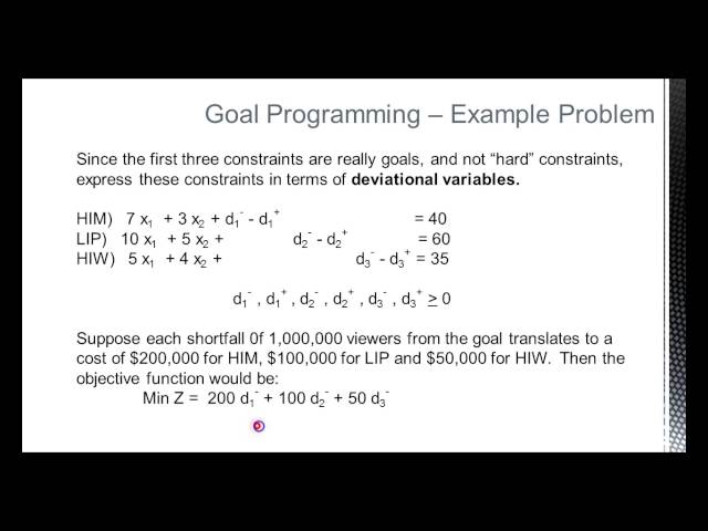 Lesson 4 A Goal Programming